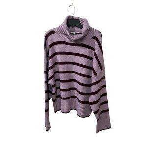Striped Lavender & Burgundy Turtleneck Sweater XL T 16/18 ime & Tru NWT